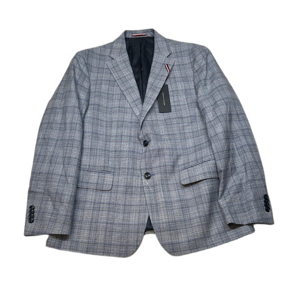 Tommy Hilfiger Conrad Sport Coat Mens 42S 42 Light Blue Plaid Stretch NEW $295 - Picture 1 of 11